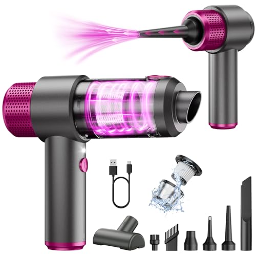 Image of Handheld Car Vacuum Portable Cordless, 15000PA Powerful Mini Vacuum Cleaner | 4-in-1 Air Duster & Blower, Built-in LED Light with Complete Nozzle Accessories, Small Hand Vacuum for Car, Home, Office