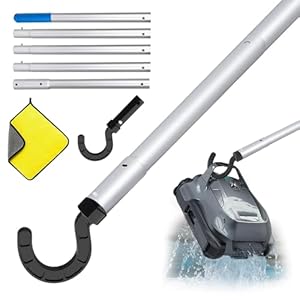 HEYIDAMAI Haken für poolroboter, mit 5 Abnehmbare Verstärkung Aluminiumstange, Pool Haken für Pool Saugroboter, Pool Reinigungszubehör Haken, Generisch Haken für Poolreiniger Roboter Zubehör