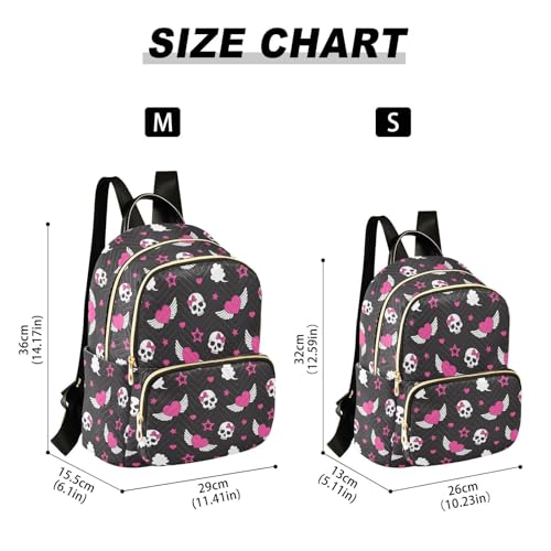 Image of Skull Wings Heart Mini Backpack Fashion Backpack Purse for Women,Handbag Shoulder Bag Casual Daypack, Ladies Gift for College Work (M)