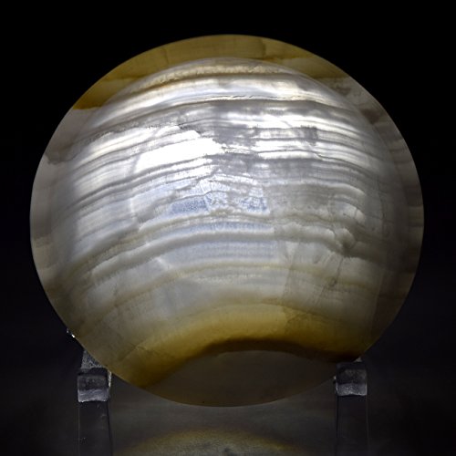 Hqrp-Crystal Hc Set: 4.8 Inch 395G Honey White Onyx Bowl Natural Banded Sardonyx Mineral Polished Sparkling Striped Crystal Stone Cup thumb #4