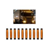 SWPHRT 10PCS Car Amber 6 LED Trailer Marker Lights, 3.8" Waterproof Automotive Side Clearance Lamp Bar, Vehicle Front Rear Signal Indicator Light Strip, Universal for Pickup ATV UTV (Yellow)