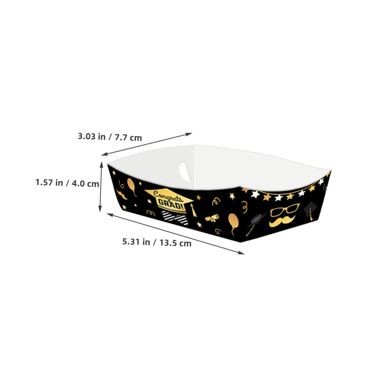 FELTECHELECTR Boat-shape Paper Box for Graduation Party 24pcs Trays French Fry Holder Carnival Events Congrats Grad Food Boats