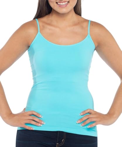 Image of Malibu Sugar Womens Camisole Tank Tops - Seamless Fitted Spaghetti Strap Cami Stretch Basic Womens Camisole for Layering XS-M