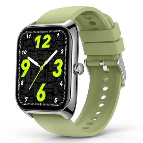Smart Watch(Answer/Make Call), 2.02" Smartwatch with Blood Oxygen Heart Rate Sleep Monitor, IP68 Waterproof Fitness Tracker 100+ Sports Modes Compatible with iOS Android for Women Men Green