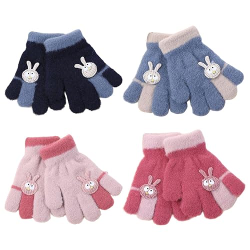 CHROMACRAFT 4 Paia Di Guanti Per Bambini, Guanti Lavorati A Maglia Di Lana, Graziosi Guanti Di Lana Di Coniglio, Guanti...