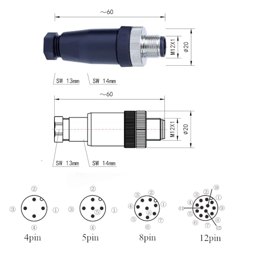 Conector M12 5 pines macho y hembra resistente al agua miniatura 3