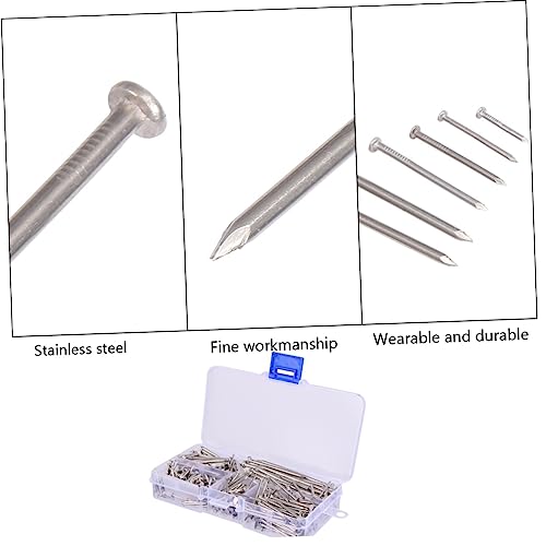 460 piezas de clavos pequeños de acero inoxidable para colgar en pared, cabeza plana, kit de herramientas DIY miniatura 2