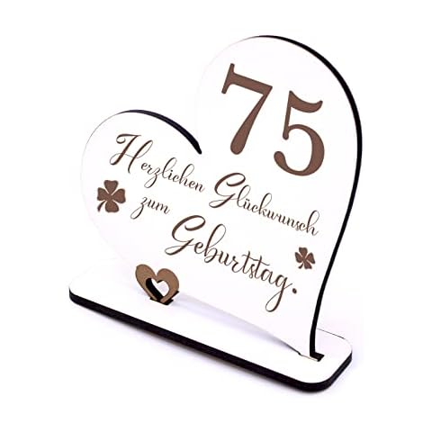 75 Jahre Deko Herz Aufsteller 15cm x 15cm - Geburtstag 75er Tischdeko zum verschenken Cover