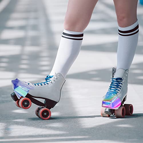 2 Pieces Roller Skate Toe Guards Artificial Leather Toe Guards Protectors For Quad Roller Skate (Rainbow Color,Solid Pattern) #TOP5