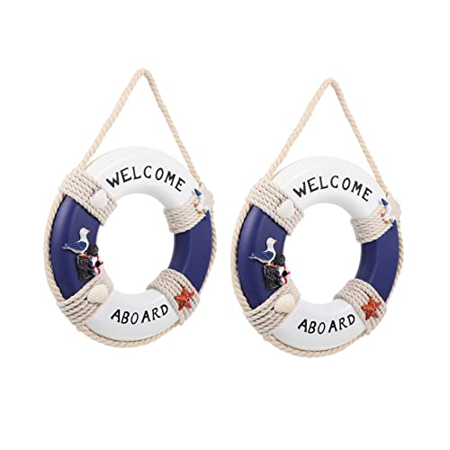 EPIGEIST 2Pcs Nautical Life Ring Decor Mediterranean Style Swim Ring Adornments for Home Outdoor Decorations for Bonsai Potted Plants DIY Projects