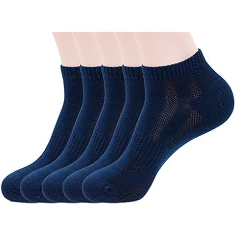 Mens Navy Blue Ankle Socks, Cotton & Pearl-Fiber Novelty Low Cut Socks Decrease Odor Moisture-Wicking Soft Cozy Breathable Socks for Sweaty Feet (5 Pack) Pack) Cover