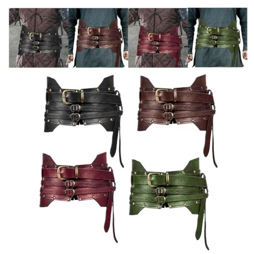 2X Medieval Waist Belt Knight Waistband Medieval Waistbelt Birthday Cosplay Retro Christmas Waist Knight Belt Black3