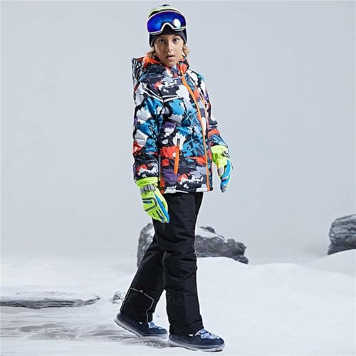 Image of WOWULOVELY Big Boy's 2-Piece Colorblock Snow Pants and Jacket Snowsuit Ski Suit