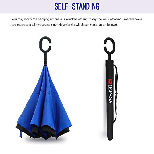 image for SIEPASA Spar. Saa Double Layer Inverted Umbrella with C-Shaped Handle,