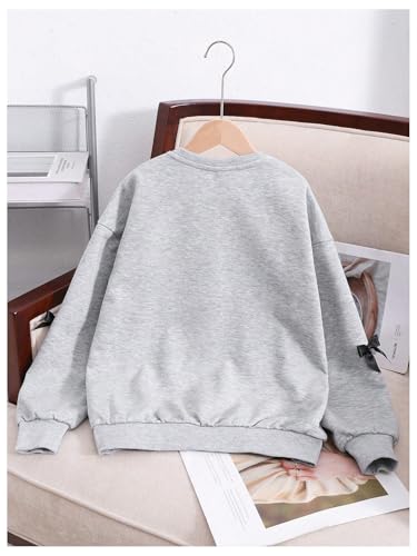 Girl's Bow Sweatshirt Drop Shoulder Cute Shirt Crewneck Long Sleeve Pullover Tops2
