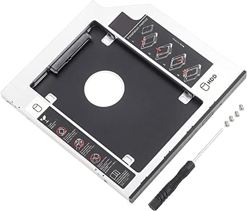 Multibao Universal SATA 2nd SSD HDD Hard Drive Caddy, SATA III 2.5" Hard Drive Bay Caddy HDD SSD Converter Adapter 12.7mm CD-ROM Tray
