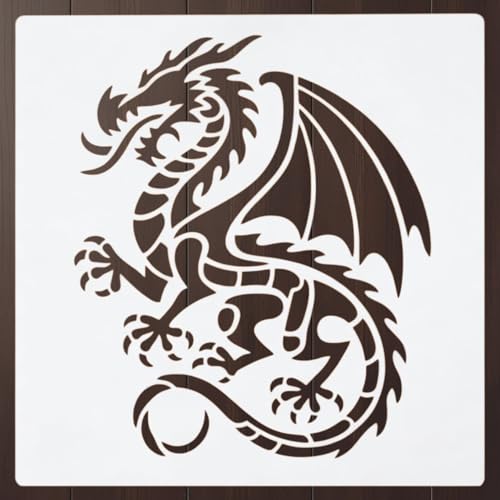 Dragon Stencil – Mythical Fantasy Creature Design Template Pattern Reusable Art Stencil for Painting, Crafting and DIY Projects