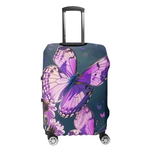 Lovely Purple Butterflys Luggage Cover, Washable Elastic Suitcase Cover Protector Fit 18-32 Inch Luggage4