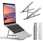 Aitodos® Laptop Stand, Aluminum Alloy, Anti-Slip, Foldable Laptop Stand, Portable, Ventilation and Cooling, 6-Position Adjustment-Used for office, Sitting Posture Correction, Grey