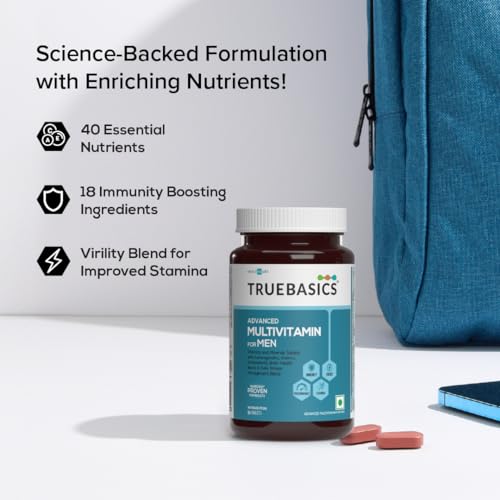 TrueBasics Advanced Multivitamin For Men (90 Tablets) | With Ashwagandha, Gokhru & Kawach, Vitamin D3 and Multiminerals | For Immunity, Energy, Strength & Stamina - Image 4