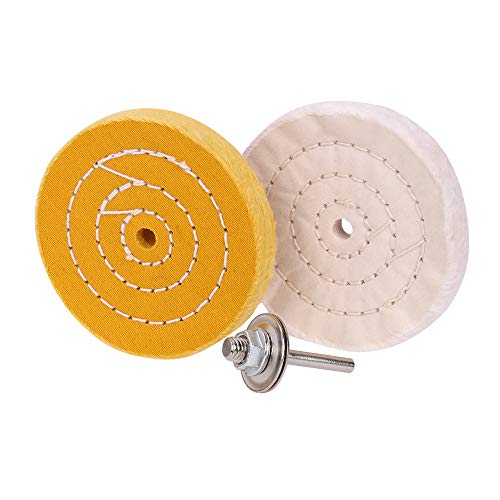 4 inch Buffing Polishing Wheel for Mini Bench Grinder or Drill with Useful Adapter White(50 Ply) Yellow(42 Ply)2/5