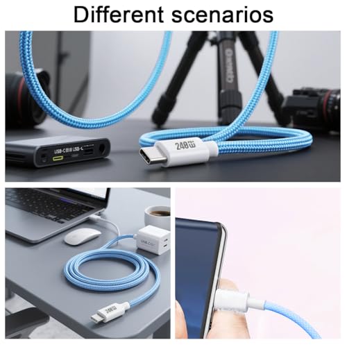 Image of Verilux PD 240W Magnetic Type C Cable Fast Charging, 3.3FT Nylon C Type Charger Cable, 480Mbps Data Cable C Type Fast Charging for iPhone 17 /17 Pro /17 Pro Max /16 /15, Galaxy S25 /S24, MacBook