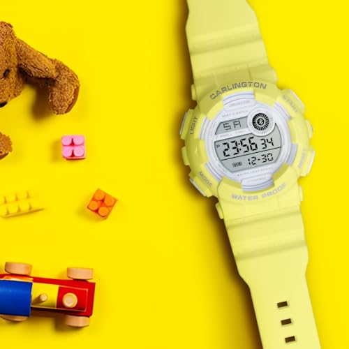 Image of Carlington Kids Digital Watch for Boys and Girls Age 3 to 14 Years Multicoloured Band with Alarm and Date Display - 9121