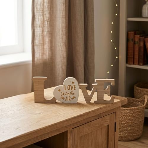 Image of CraftVatika Wooden Decorative Showpiece for Home Decor, Tabletop Love Word Sign Showpiece, Home Decoration Items for Living Room, Romantic Gift Housewarming Wedding Anniversary Birthday for Men Women