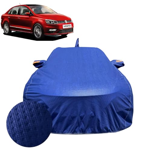 Image of Car Cover Compatible For Volkswagen Vento (2010-2022) | 100% Waterproof Cover with Antenna & REFLECTIVE Mirror Pockets | Dustproof, Scratchproof, Heatproof Car Cover |Soft Cotton Lining| BLUE