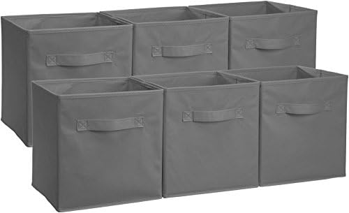 Amazon Basics Collapsible Fabric Storage Cubes Organizer with Handles, Gray – Pack of 6 Amazon Basics Collapsible Fabric Storage Cubes Organizer with Handles, Gray – Pack of 6