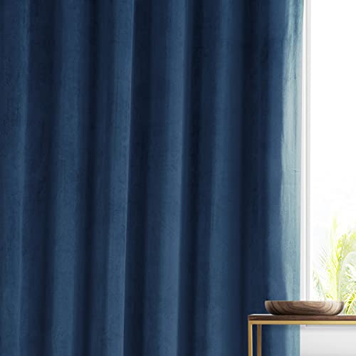 Image of HPD Half Price Drapes Signature Plush Velvet Blackout Curtains for Bedroom (1 Panel), 50W X 84L Hotel Black Out Curtains for Living Room, Thermal Insulated Blackout Curtains, Dreamland Blue