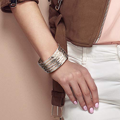 Spunkysoul New! Boho Metal Cuff Bangle Bracelets For Women In Silver Gold Or Multi Toned Copper L Collection (Multi-Tone 18 Line) #TOP1