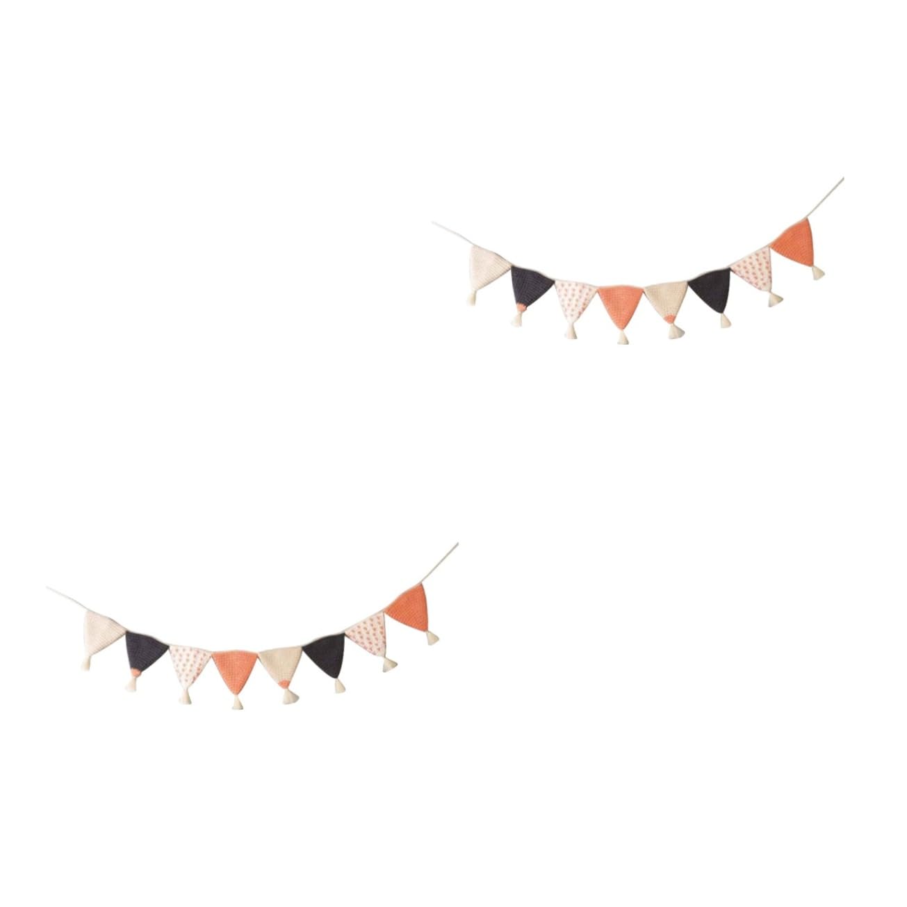 Vaguelly 2piezas Guirnalda De Banderines De Algodón Para Decoración De Cumpleaños y Habitaciones Infantiles Color Naranja Para Fiestas y Duchas De Niño Niña
