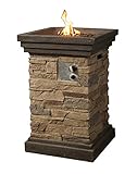 Teamson Home Firepit Outdoor Gas Fire Pit Slate Rock with Lave Rock & Cover HF29402A