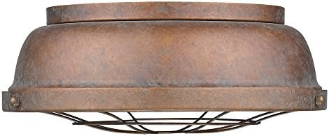 Golden Lighting 7312-FM CP Bartlett Flush Mount, 14" Dia x 5.5" H, Copper Patina