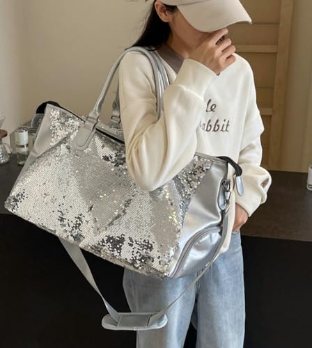 Premium Large Capacity Gym Travel Yoga Bag for Women Sequin Handbag with Wet or Dry Compartment2