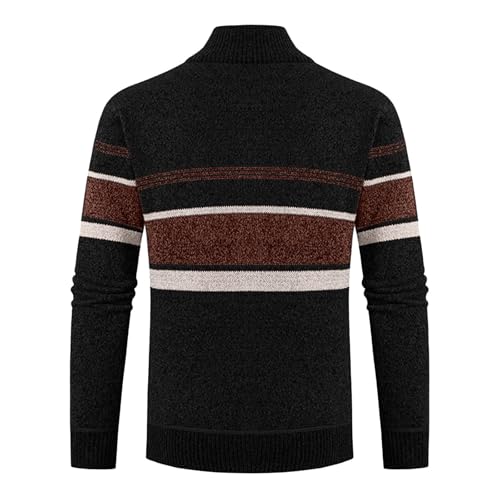 Striped Knit Sweater Men Zip Up Cardigan Sweaters Stand Up Collar Sweater Plus Size Knit Cardigan Slim Fit Sweaters4