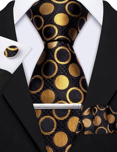 Image of Barry.Wang Designer Mens Tie Sets Collection, Eleagnt Gift Box Tie Clips Handkerchief Cufflink Set