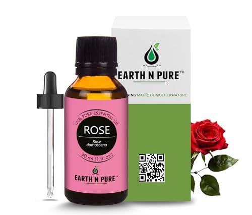 Image of Earth N Pure Rose (Gulab Oil) Essential Oil Natural and Therapeutic Grade with Glass Dropper 30 ml