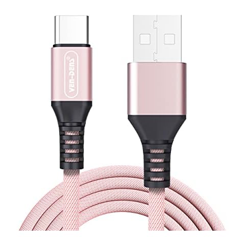 Galaxy A52s 5g/A52/A52 5G/A51/A40/A50/A70/A20e/M32/S10/S20/M23/M33/M53 Type C 3A Fast Charging Cable {1.5 Meter} Charger Cable Lead Nylon Braided Type C Cable For Samsung galaxy A52 5G (ROSE GOLD) Cover