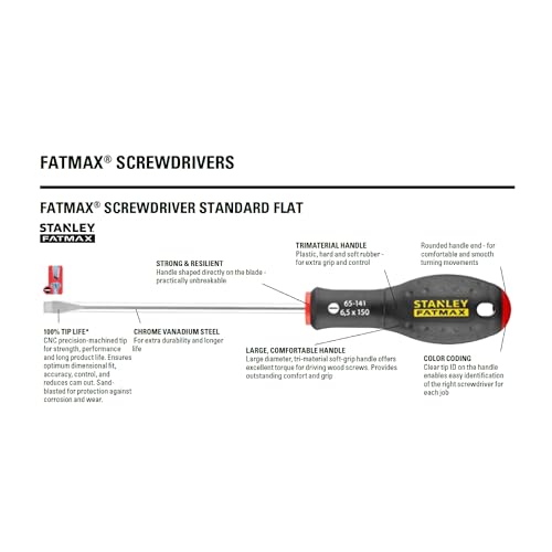 Image of STANLEY 0-65-482 FATMAX SCREWDRIVER FLARED 5.5 X 125MM