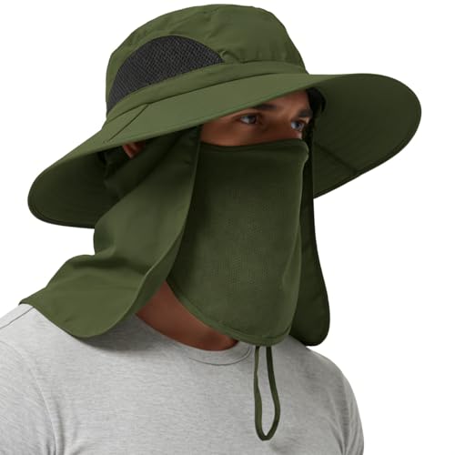 Image of Wide Brim Sun Bucket Hat, Waterproof Boonie Hat for Men & Women | UPF 50+ UV Protection, Adjustable Fit, Chin Strap & Sweatband, Foldable Durable for Fishing Hiking Garden Beach
