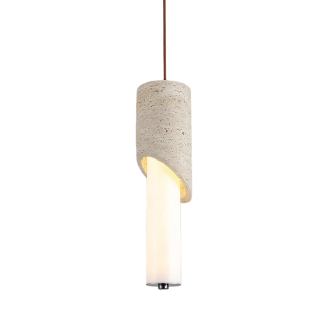 MTNROO Wabi-sabi Style Yellow Limestone Hanging Light Modern Natural Pendant Lamp Japanese-Style Cylinder-Shaped Chandelier Indoor Dining Room Ceiling Lighting Fixture for Kitchen Island Home