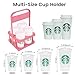 Bodaon 4 Cup Drink Carrier with Handle, Plastic Cup Carriers for Drinks, Drink Holder for Car, Take Out Delivery Drivers Accessories, Portable Foldable Reusable Mobile, Use for Food Delivery Bag, Pink
