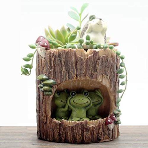 Yeshai3369 Cute Hedgehog Bear Rabbit Frog Succulent Plant Resin Flower Pot Bonsai Ornament for Garden, Patio, Yard, Home, Chrismats Tree, Parties 1#