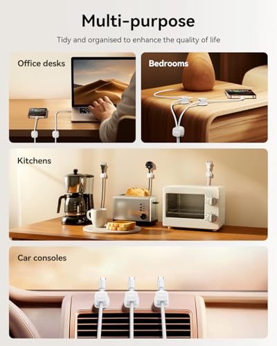 6-pack magnetic cable clips cord organizer-cable smooth adjustable rocoren desk cable management accessoriescable holder clips wire holder keeper for desktopnightstandhome officeworkspacephone