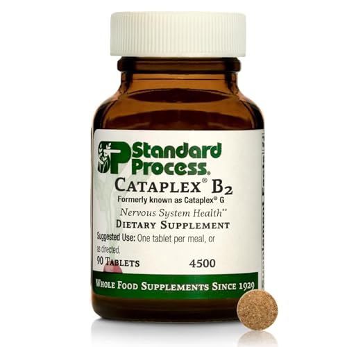 Standard Process Inc. Cataplex B2 - Whole Food Nervous System Supplements, Metabolism, Brain Supplement and Liver Support with Calcium Lactate, Riboflavin, Wheat Germ, Choline - 90 Tablets