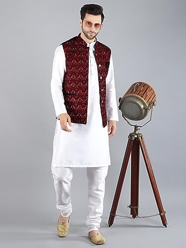 Image of Uri and MacKenzie Men's Silk Blend Kurta Pajama with Designer Ethnic Nehru Jacket /Modi Jacket