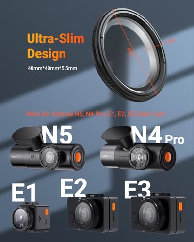 Image of Vantrue 40mm Ultra-Slim CPL Circular Polarizer Filter for Vantrue E1 Pro, E1, E2, E3, E1 Lite, S1 Pro, N4 Pro, N5, N2X Dash Cam, Reduce Glare and Reflection, Enhance Contrast