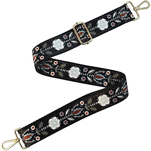 Image of Duwi Wide Handbag&Purse Strap Jacquard Woven Guitar Style Replacement Strap Multicolor Canvas Adjustable Crossbody Bag Strap